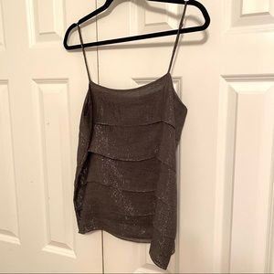 Nili Lotan Metallic Silk Tiered Camisole Tank